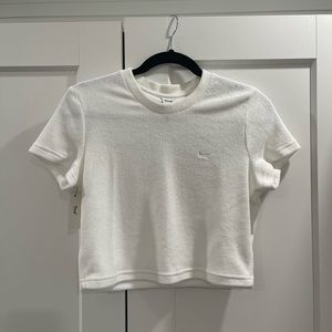 Tna white terry “Lucky” cropped tee